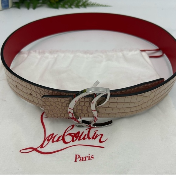 Women’s Christian Louboutin croc embossed leather belt size 80 cm/32 inches
